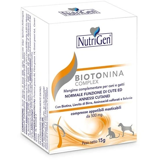 Nutrigen Biotonina Complex Mangime Complementare Per Cute Cani/Gatti 600 Tavolette