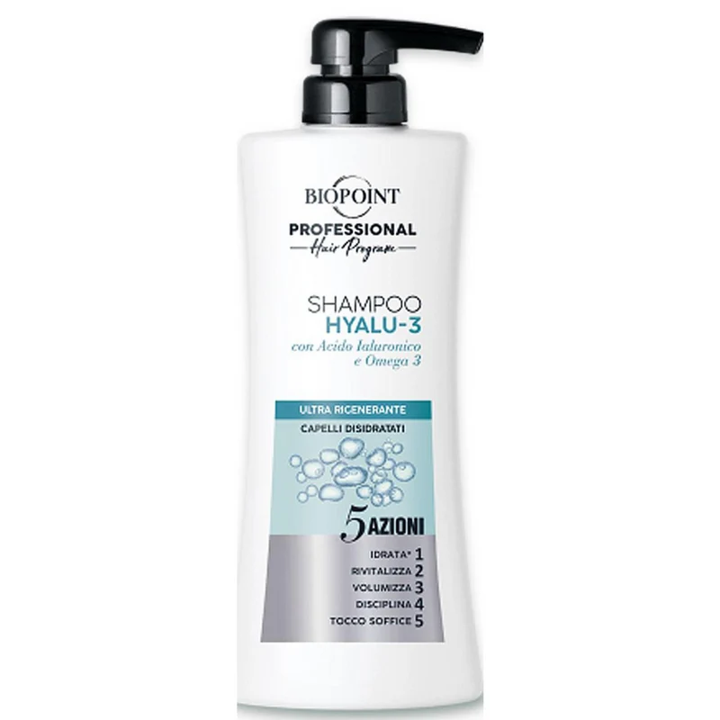 BIOPOINT - Shampoo Hyalu-3 con Acido Ialuronico e Omega 3 - 400 ml