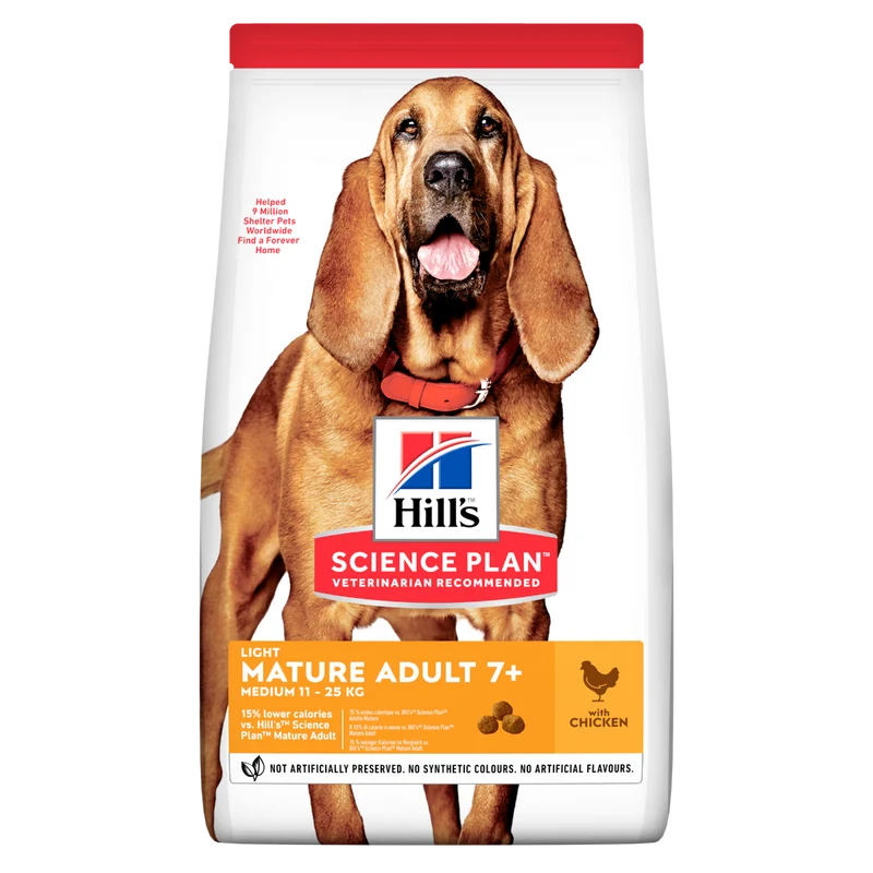 Hill's Science Plan Light Mature Adult Crocchette Con Pollo Per Cani Taglia Media Sacco 14Kg