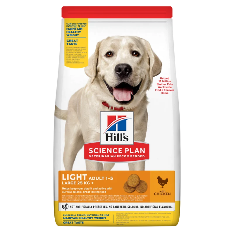 Hill's Science Plan Light Adult Crocchette Con Pollo Per Cani Taglia Large Sacco 14 Kg