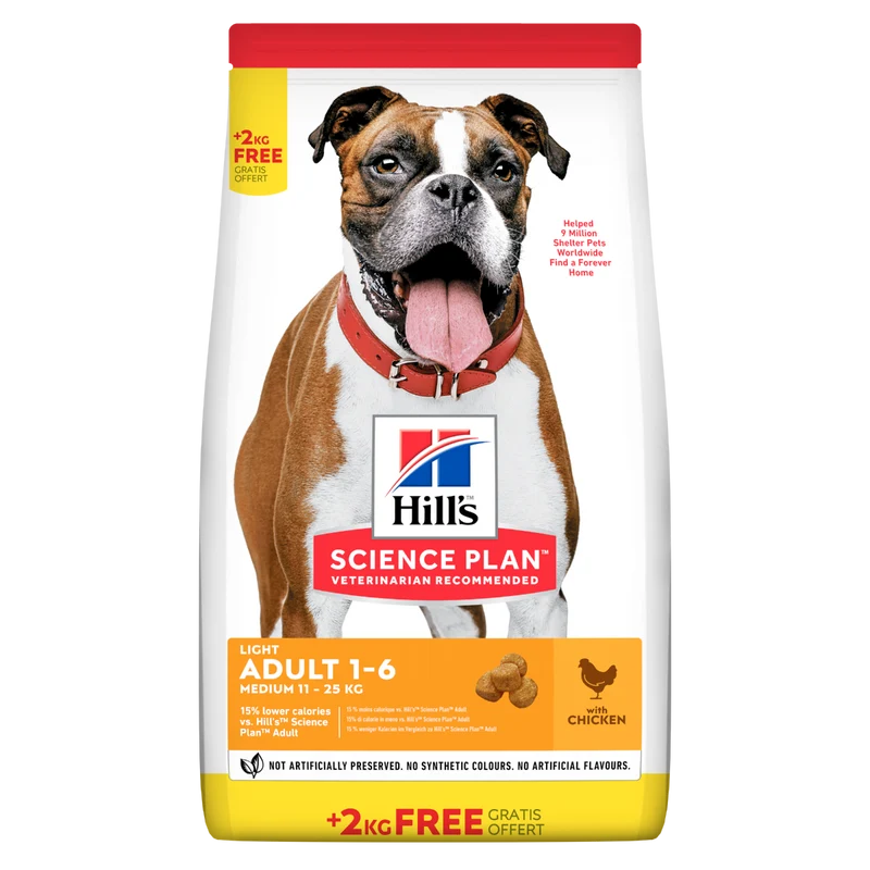 Hill's Science Plan Light Adult Crocchette Con Pollo Per Cani Taglia Media Sacco 14 Kg