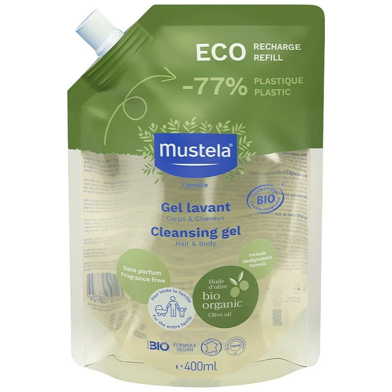 Mustela Bio Gel detergente corpo e capelli ricarica 400ml