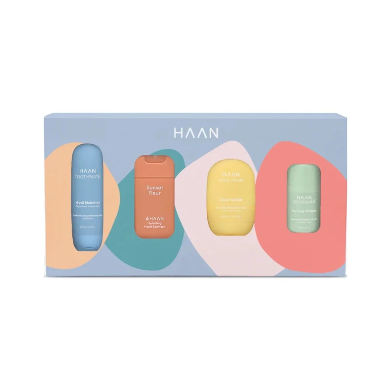 Haan Great Joyful Cofanetto Dentifricio 50ml + Igienizzante Mani 30ml + Crema Mani 50ml + Deodorante