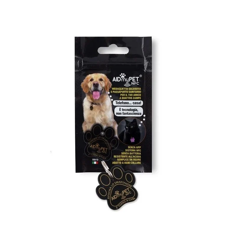 AidmyPet NFC medaglietta salvavita per cani e gatti 1 pezzo colore nero