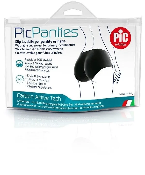 PicPanties Slip Lavabile per Perdite Urinarie Donna Livello 2 Nero Taglia L