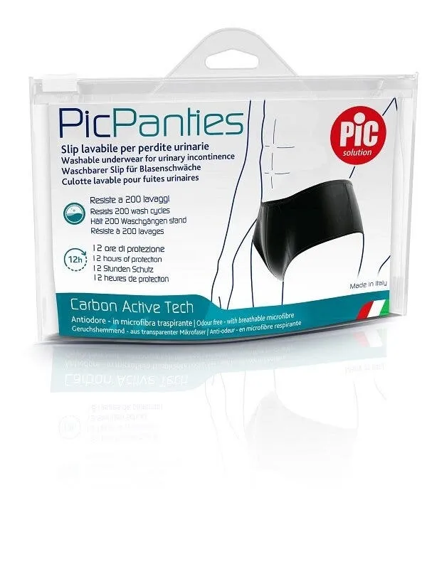 PicPanties Slip Lavabile per Perdite Urinarie Uomo Livello 2 Nero Taglia L