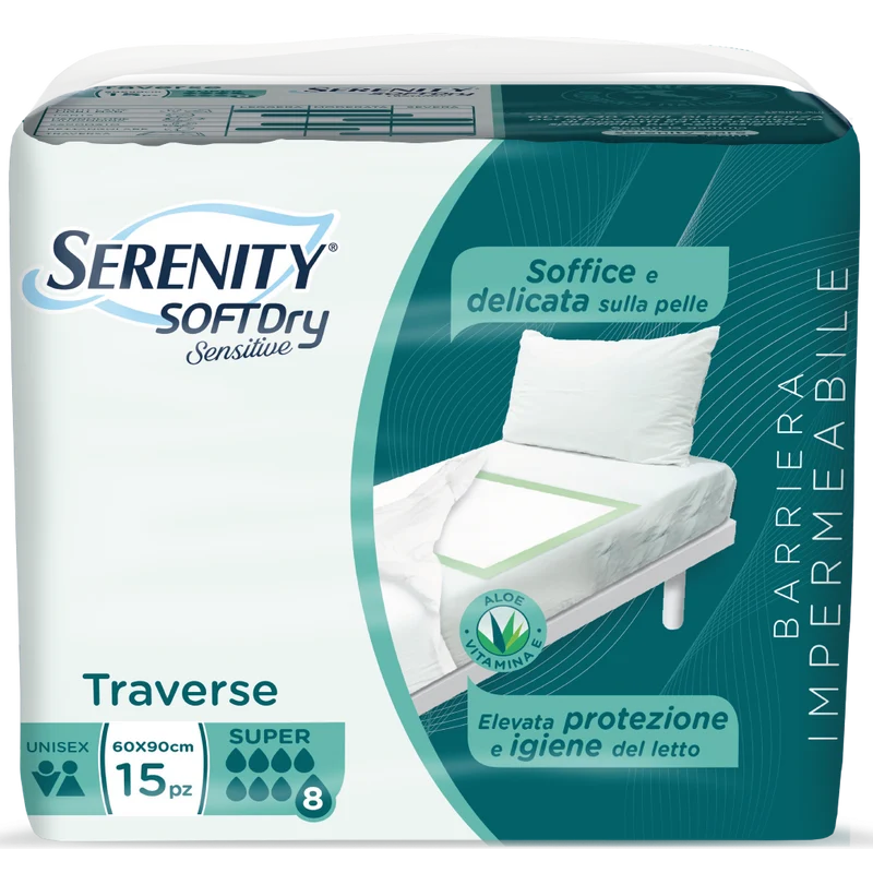Serenity Soft Dry Sensitive Traversa Assorbente Super 60x90 15 Pezzi