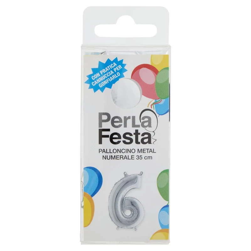 PerLa Festa Palloncino Metal Numerale 35 cm Palloncino mylar n.6 1 pz