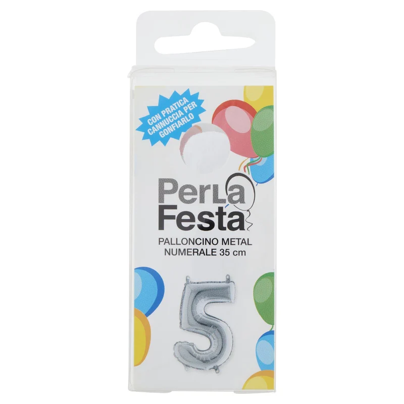 PerLa Festa Palloncino Metal Numerale 35 cm Palloncino mylar n.5 1 pz