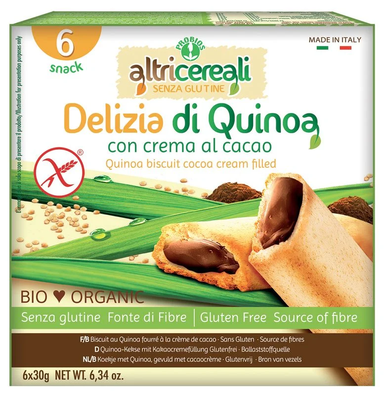 Probios Altricereali Delizia di Quinoa con crema al cacao biscotti senza glutine 180g