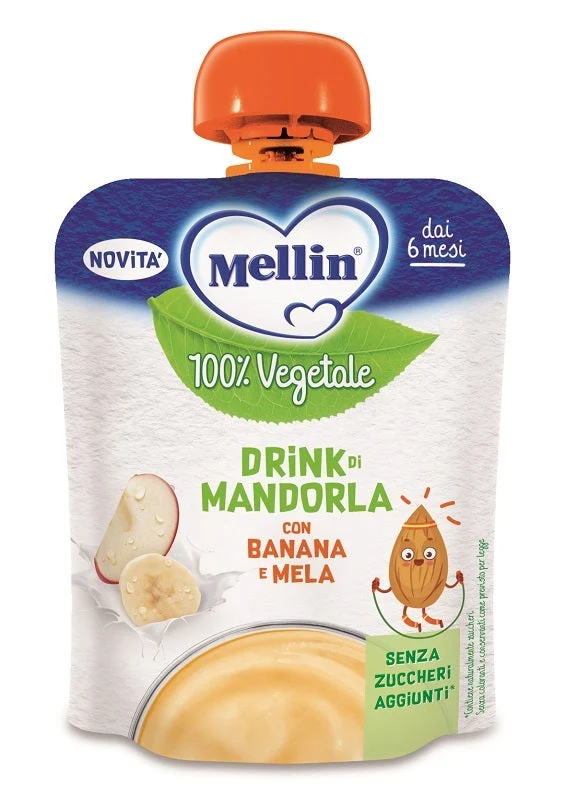 Mellin Drink 100% Vegetale Di Mandorla Con Banana E Mela Per Bambini 6 Mesi+ 90g