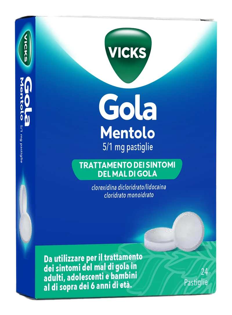VICKS GOLA 5 MG/1 MG PASTIGLIE 24 PASTIGLIE GUSTO MENTOLO IN BLISTER AL-PVC/PETFE