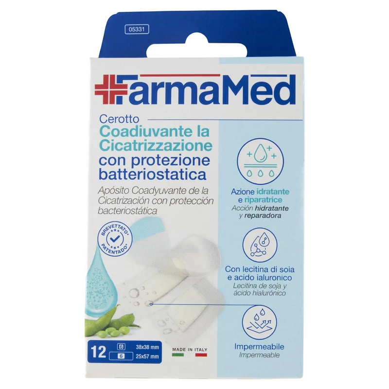 FarmaMed Cerotto Coadiuvante la Cicatrizzazione con protezione batteriostatica 12 pz