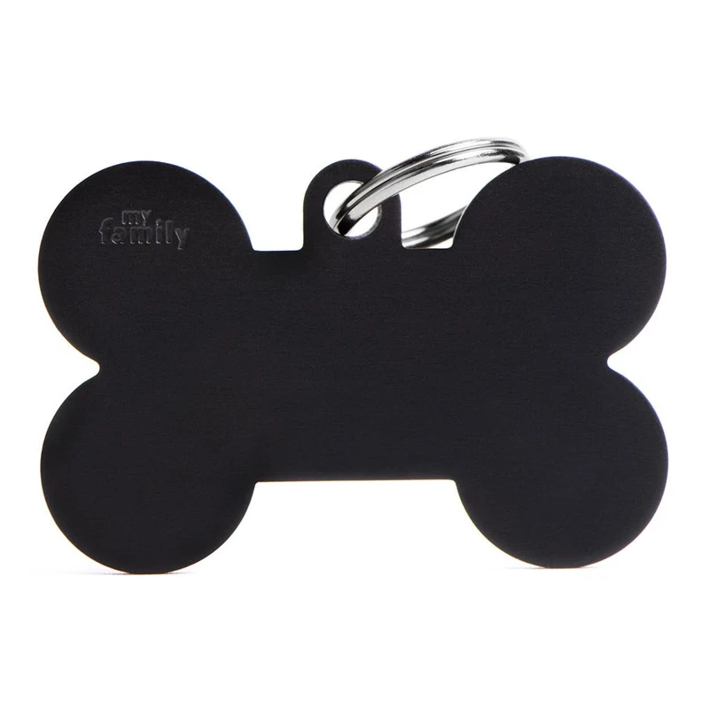 Medaglietta Per Cani E Gatti Osso In Alluminio Nero Taglia XL