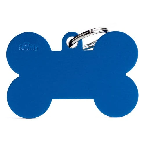 Medaglietta Per Cani E Gatti Osso In Alluminio Blu Taglia XL