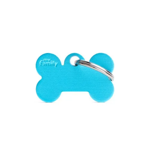 Medaglietta Per Cani E Gatti Osso In Alluminio Azzurro Taglia Piccola