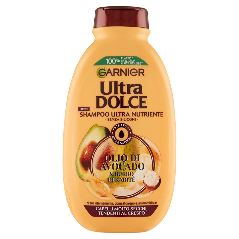 Garnier Ultra Dolce Ultra Dolce Avocado e Karit‚, Shampoo per Capelli Ricci, Mossi o Crespi, 250 ml
