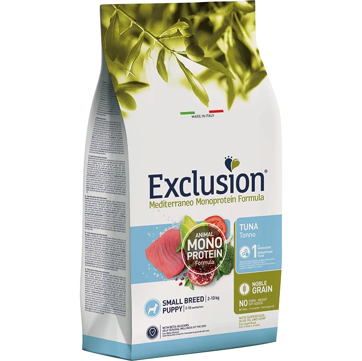 Exclusion Mediterraneo Monoprotein Noble Grain Crocchette Al Tonno Per Cuccioli Taglia Piccola 2kg