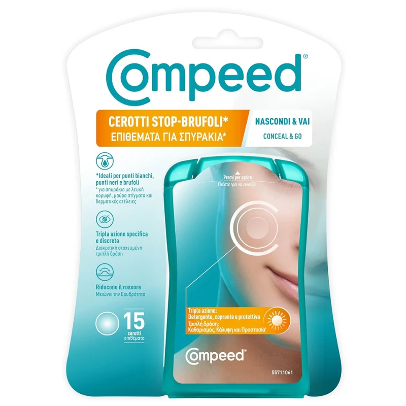 Compeed Stop brufoli Cerotti per Brufoli, Mascherano le imperfezioni, 15 Pezzi