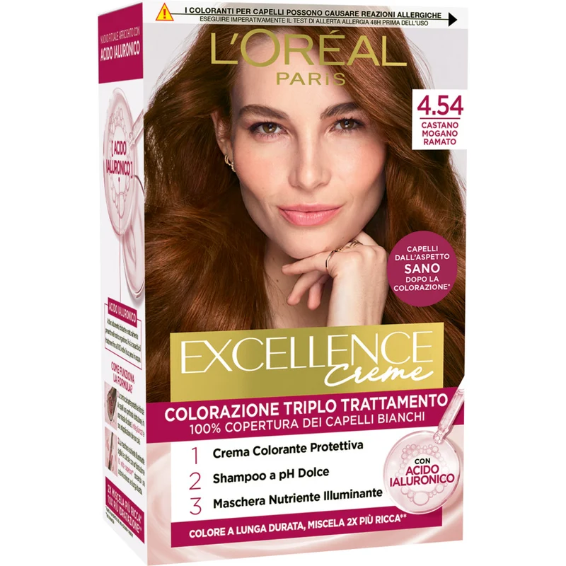 L'Oréal Paris Excellence Creme Colorazione Triplo Trattamento Castano Mogano Ramato 4.54