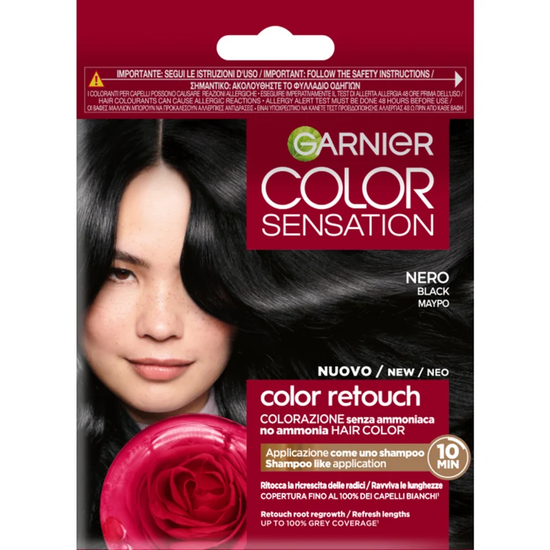 Garnier Color Sensation Retouch Nero, ritocco radici o ravviva lunghezze, senza ammoniaca