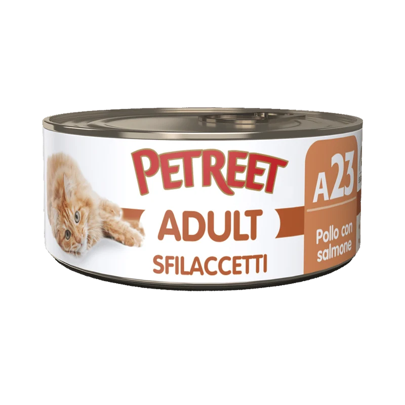 Petreet Adult Sfilaccetti Di Pollo Con Salmone Per Gatti Lattina 70g