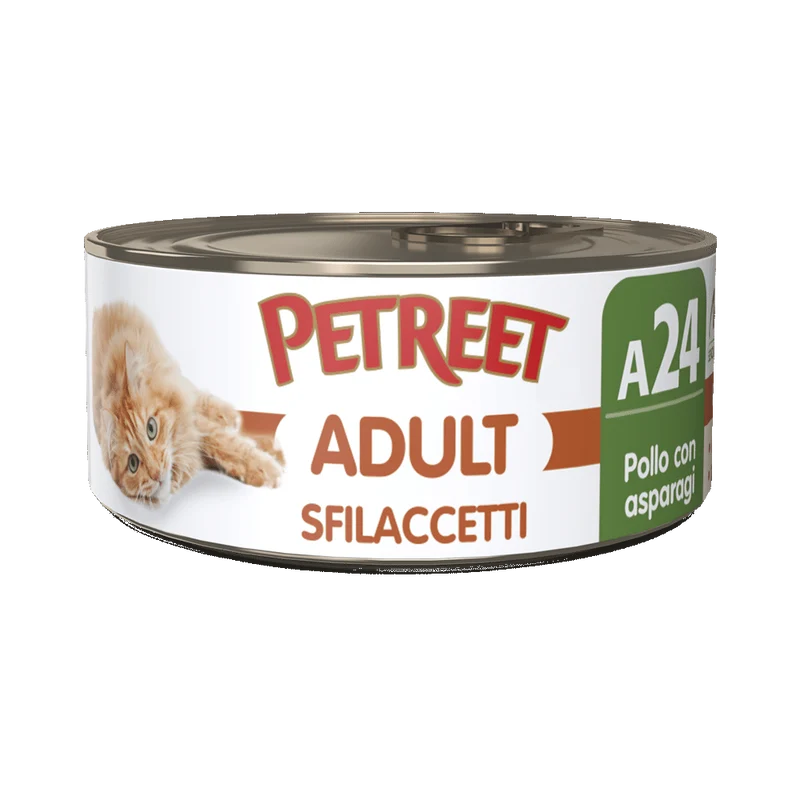Petreet Adult Sfilaccetti Di Pollo Con Asparagi Per Gatti Lattina 70g