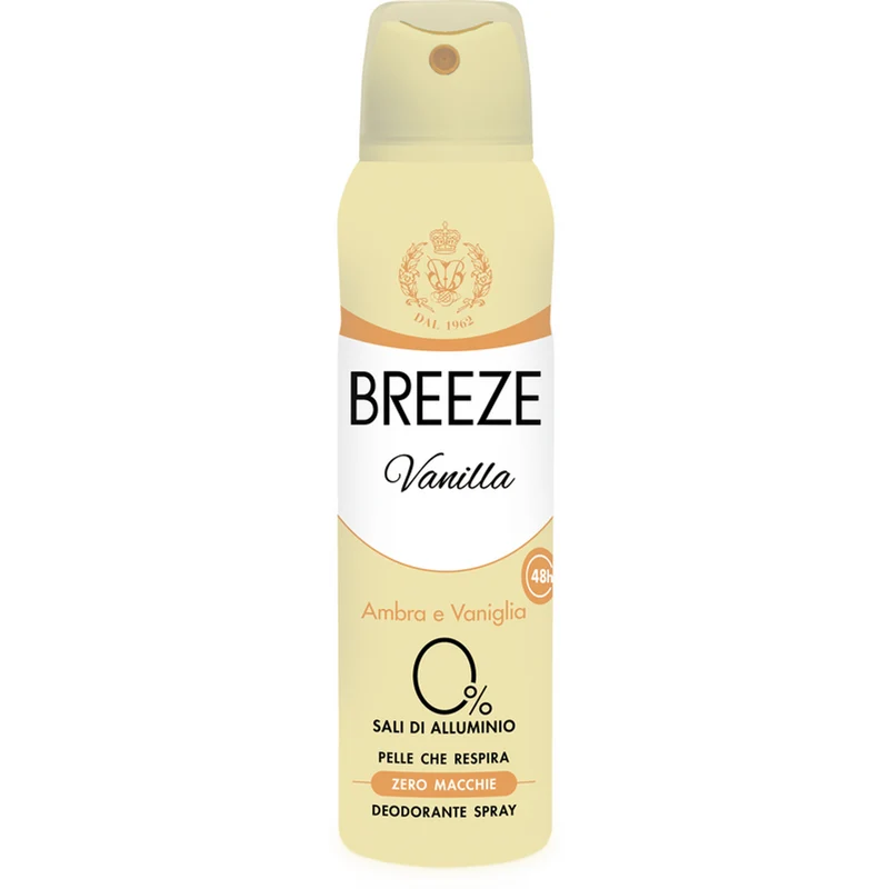 Breeze - Deodorante Spray 48h Zero Macchie Ambra e Vaniglia - 150ml