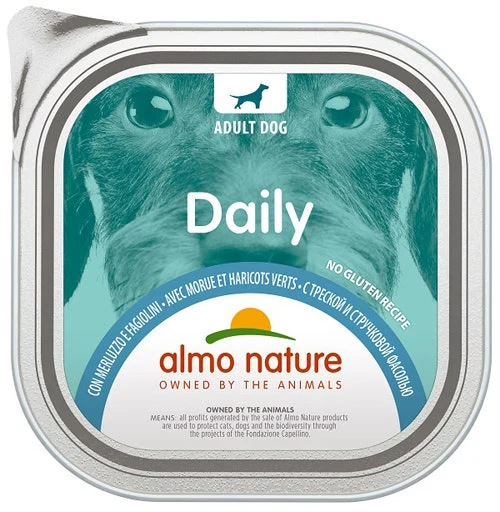 Almo Nature Daily Menu Cibo Umido Merluzzo E Fagiolini Cani Adulti Vaschetta 300g