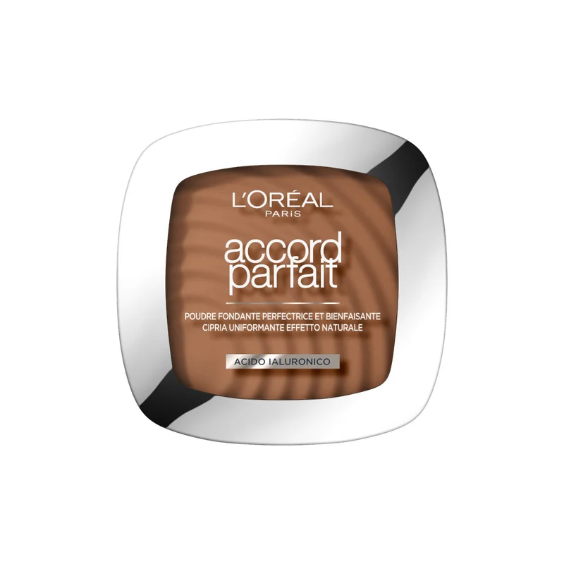 L'Oréal Paris Cipria in Polvere Uniformante Fissante Accord Parfait, Finish Matte e Risultato Naturale, 8.5D Toffee