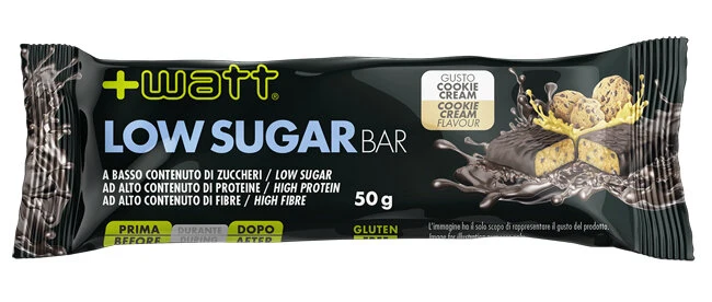 +Watt Low Sugar Bar Barretta Proteica Gusto Cookie Cream 50g