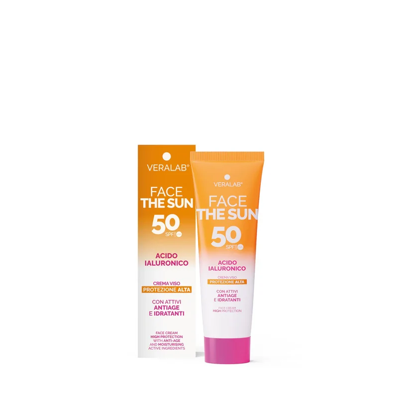 FACE THE SUN ACIDO IALURONICO Crema viso SPF50 con attivi antiage e idratanti