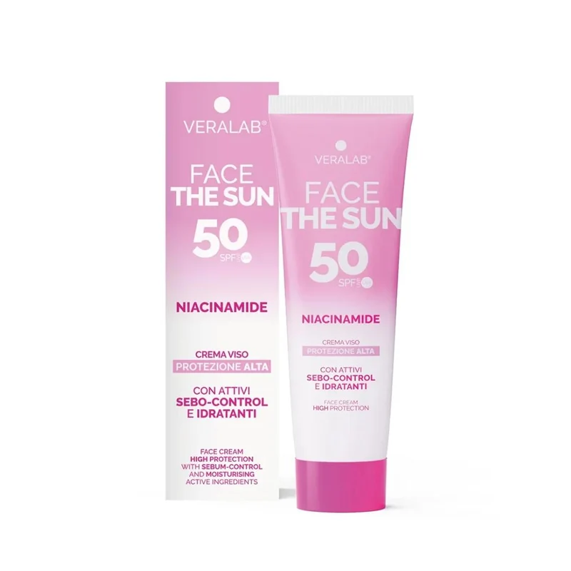 FACE THE SUN NIACINAMIDE Crema viso SPF50 con attivi sebo-control e idratanti