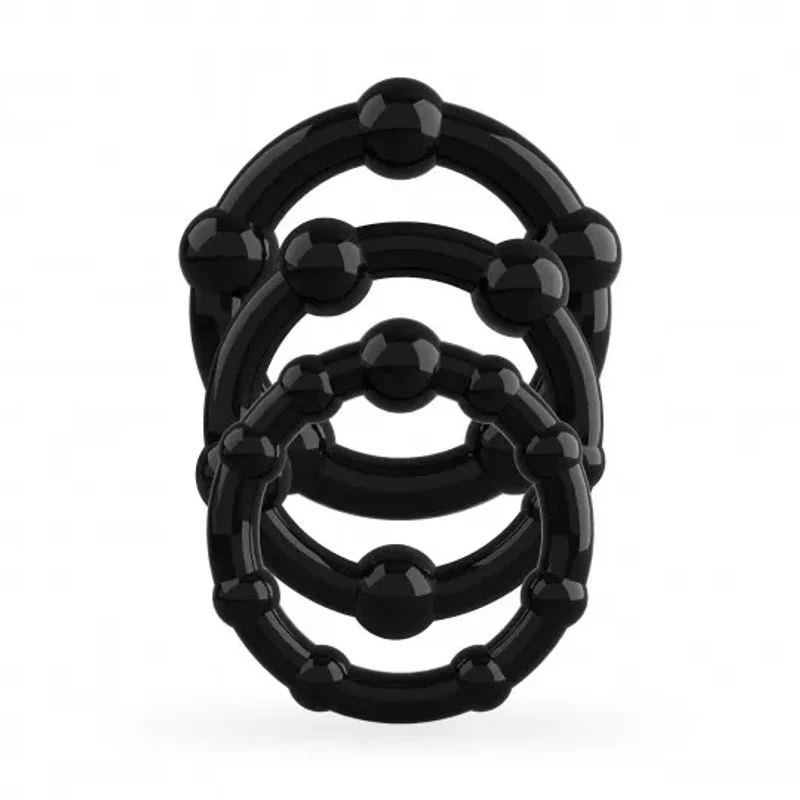 Crushious Triple Bead Set di Anelli per il Pene Neri