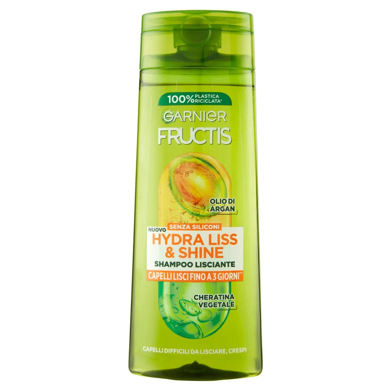 Fructis Shampoo Hydra Liss & Shine, shampoo lisciante, ideale per capelli difficili da lisciare e crespi, 250 ml