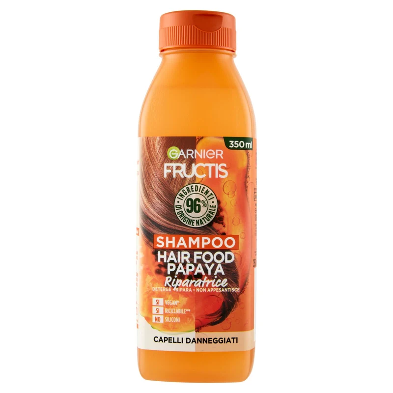 Garnier Shampoo Riparatore Fructis Hair Food, alla papaya per capelli danneggiati, 350 ml