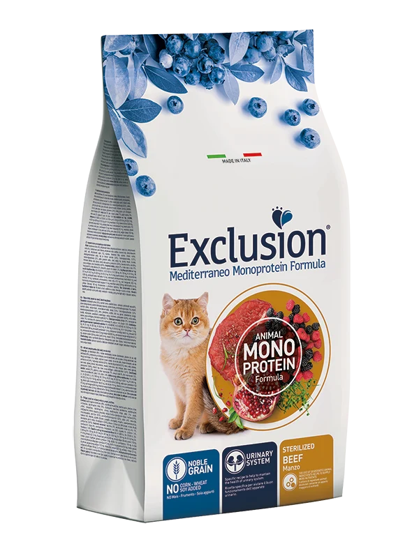Exclusion Mediterraneo Noble Graincat Beef Crocchette Per Gatti Sterilizzati Sacco 12Kg