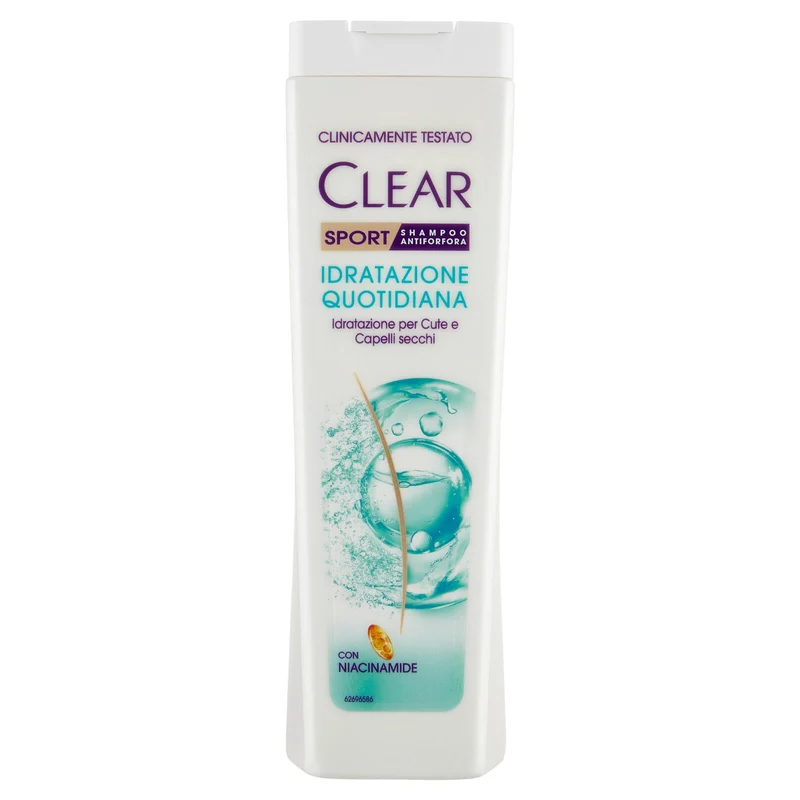 Clear Sport Shampoo Antiforfora Idratazione Quotidiana per Cute e Capelli secchi 225 ml