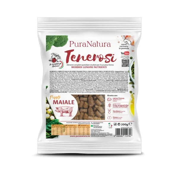 PuraNatura Tenerosi Maiale Cibo Secco Cuccioli Sacco 200g