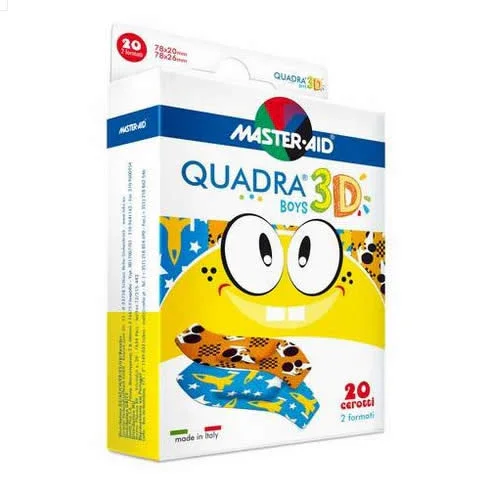 CEROTTO MASTER-AID QUADRA 3D BOYS 20 PEZZI ASSORTITI