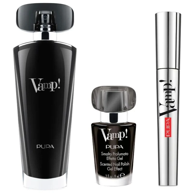 Pupa Kit Vamp Black Eau De Parfum 50ml+Mascara 9ml+Smalto Profumato Effetto Gel 9ml