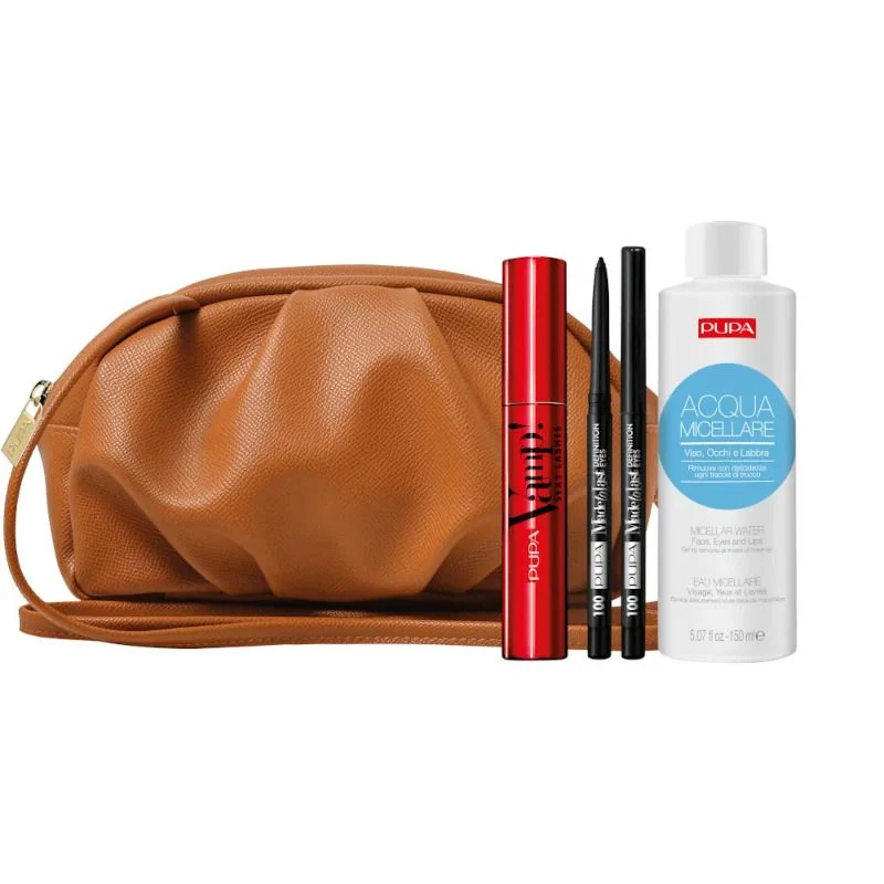 Pupa Kit Mascara Vamp! Sexy Lashes 12ml + Definition Eyes 1 Matita + Acqua Micellare 200ml + Pochett
