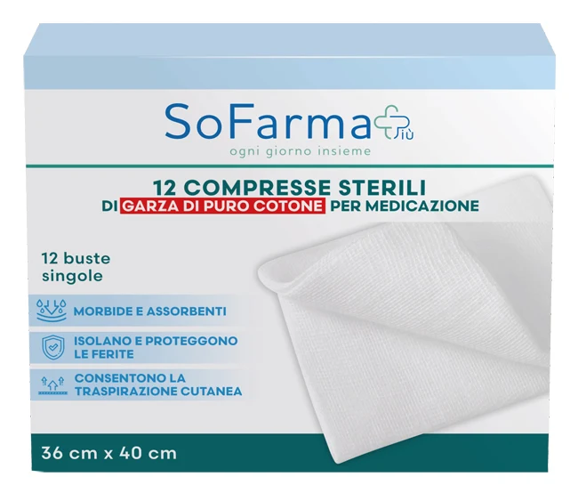 Sofarma Garza compressa in cotone 36x40 cm 12 pezzi