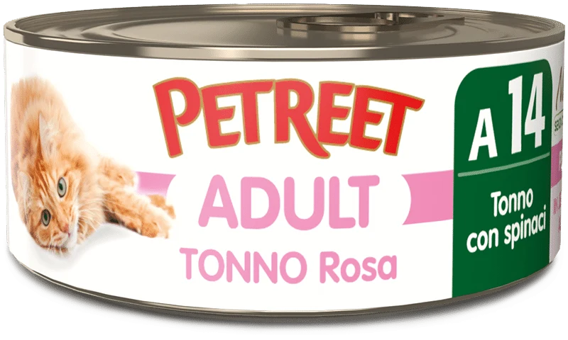 Petreet Tonno Rosa Con Spinaci Cibo Umido Per Gatti Adulti Lattina 70g