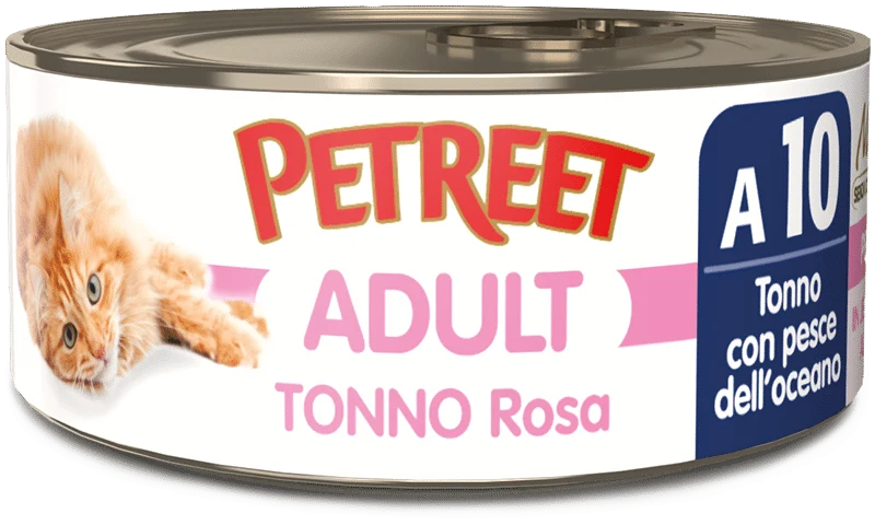 Petreet Tonno Rosa Con Pesce Dell'Oceano Cibo Umido Per Gatti Adulti Lattina 70g