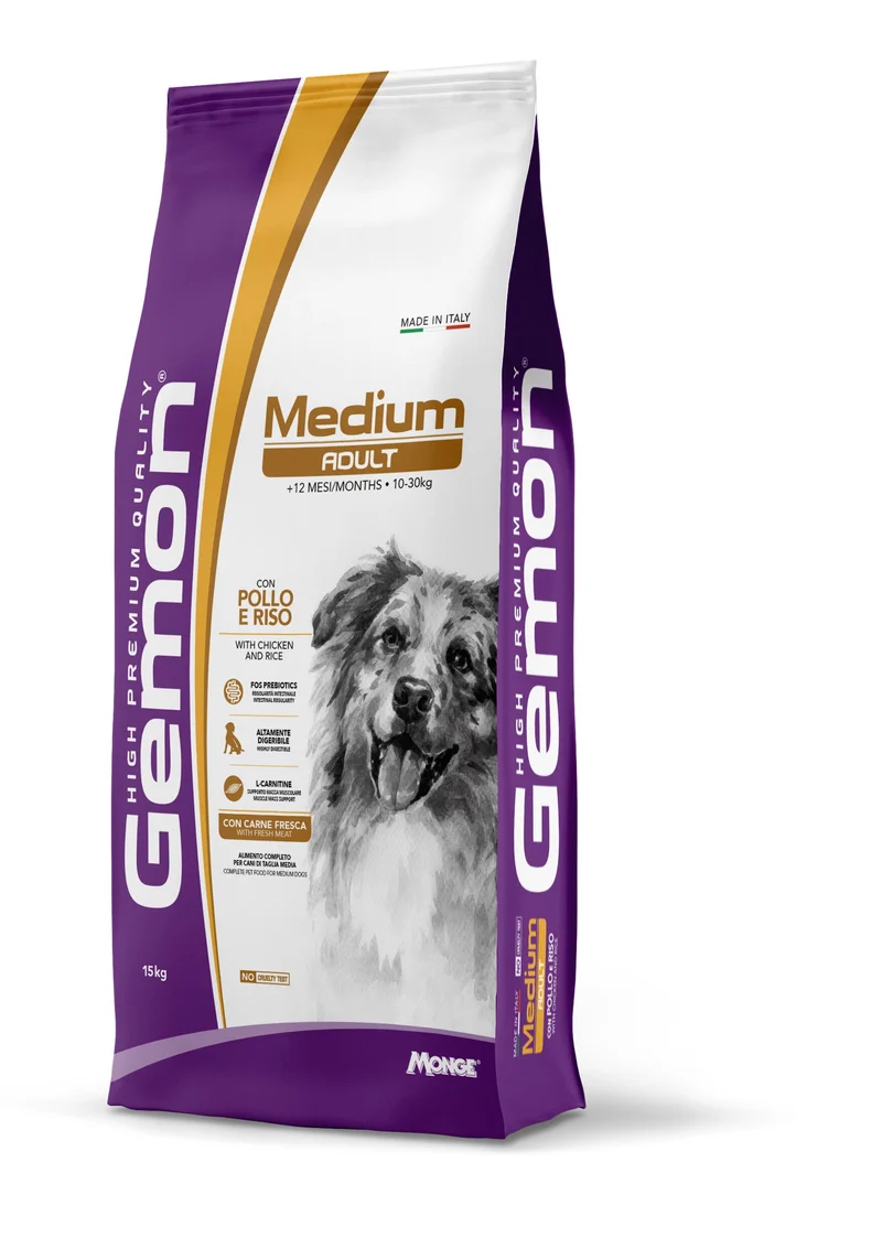 Gemon Pollo e Riso 15kg - Secco per Cani Taglia Media