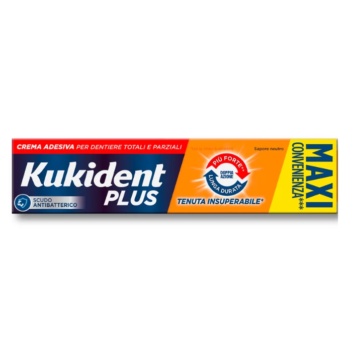 Kukident Plus Crema Adesiva Dentiere Lunga Durata 65g