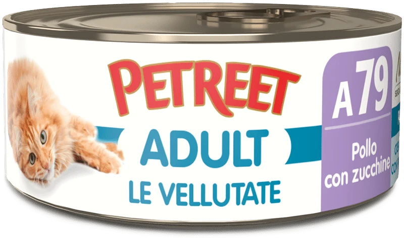 Petreet Vellutate Pollo Con Zucchine Cibo Umido Gatto Adulto Barattolo 70g