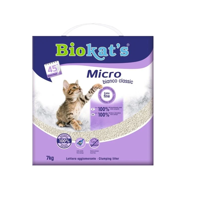 Biokat's Micro Bianco Classic lettiera in argilla naturale per gatti 7kg