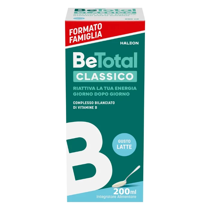 BeTotal Classico a Base di Vitamina B, Riattiva l’Energia, Riduce la Stanchezza, Supporta il Sistema Immunitario, Bambini 3+ e Adulti, Gusto Latte, 200ml